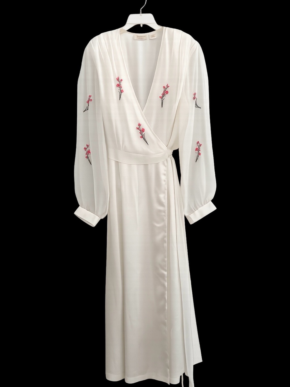 Vintage Victoria’s Secret Gold Label Sheer Floral Embroidered Wrap Robe Gown M/L